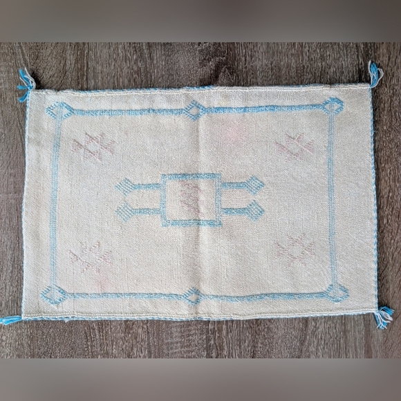 Moroccan Pink Blue Cactus Silk Lumbar Pillow Cover 23x14 Handwoven Boho Cushion - Picture 1 of 6